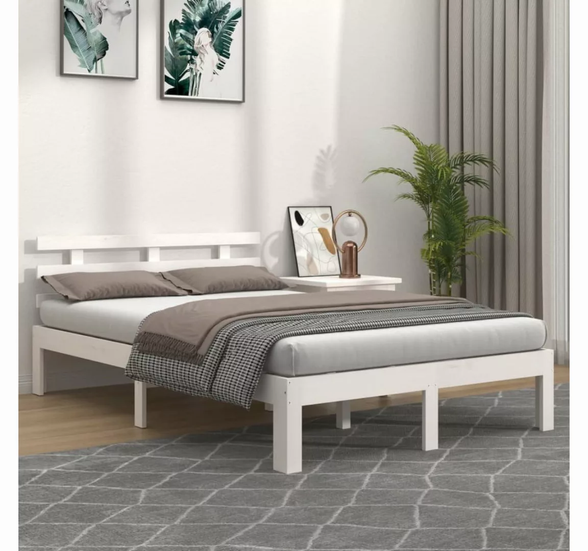 furnicato Bett Massivholzbett Weiß 160x200 cm günstig online kaufen