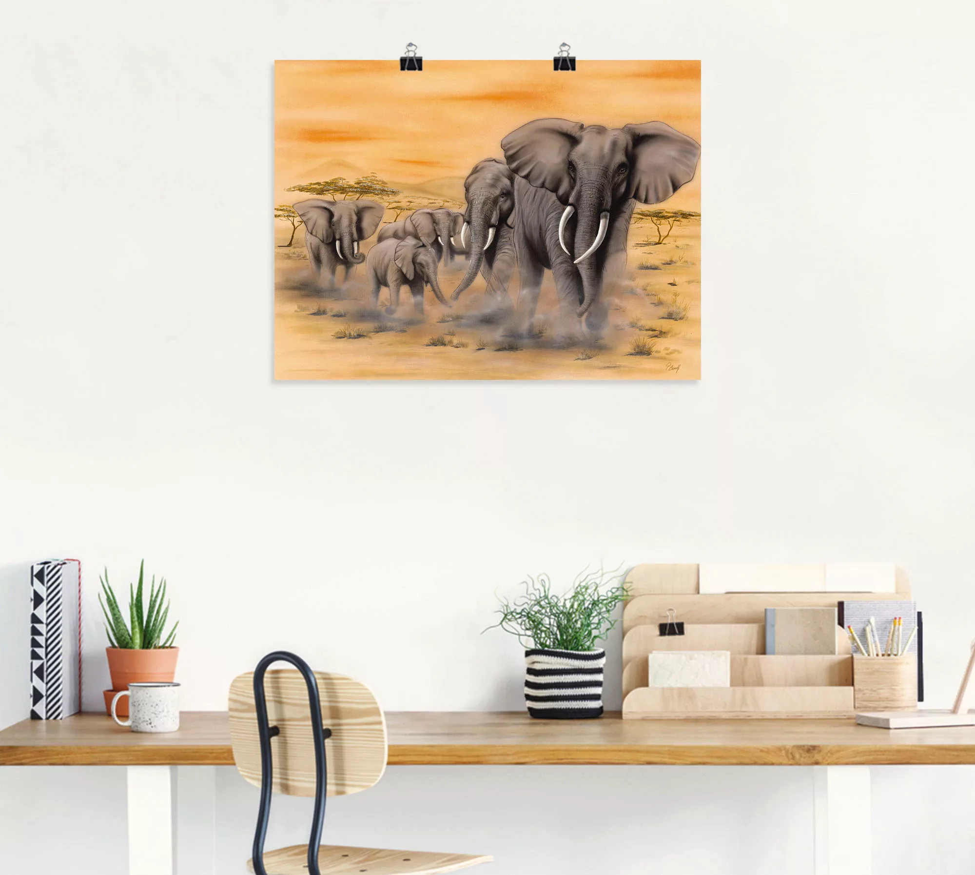 Artland Wandbild "Steppenelefanten", Elefanten Bilder, (1 St.), als Alubild günstig online kaufen
