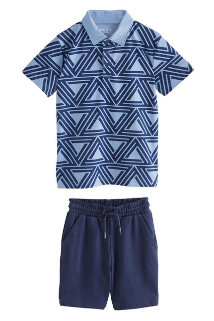 Next Shirt & Shorts Poloshirt und Shorts mit Geo-Print 100 % Baumwolle (2-t günstig online kaufen