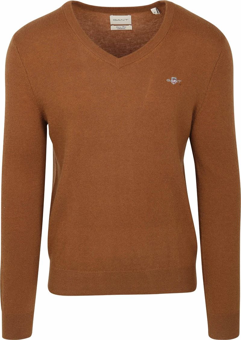 Gant Pullover V-Ausschnitt Wool Blend Camel - Größe M günstig online kaufen