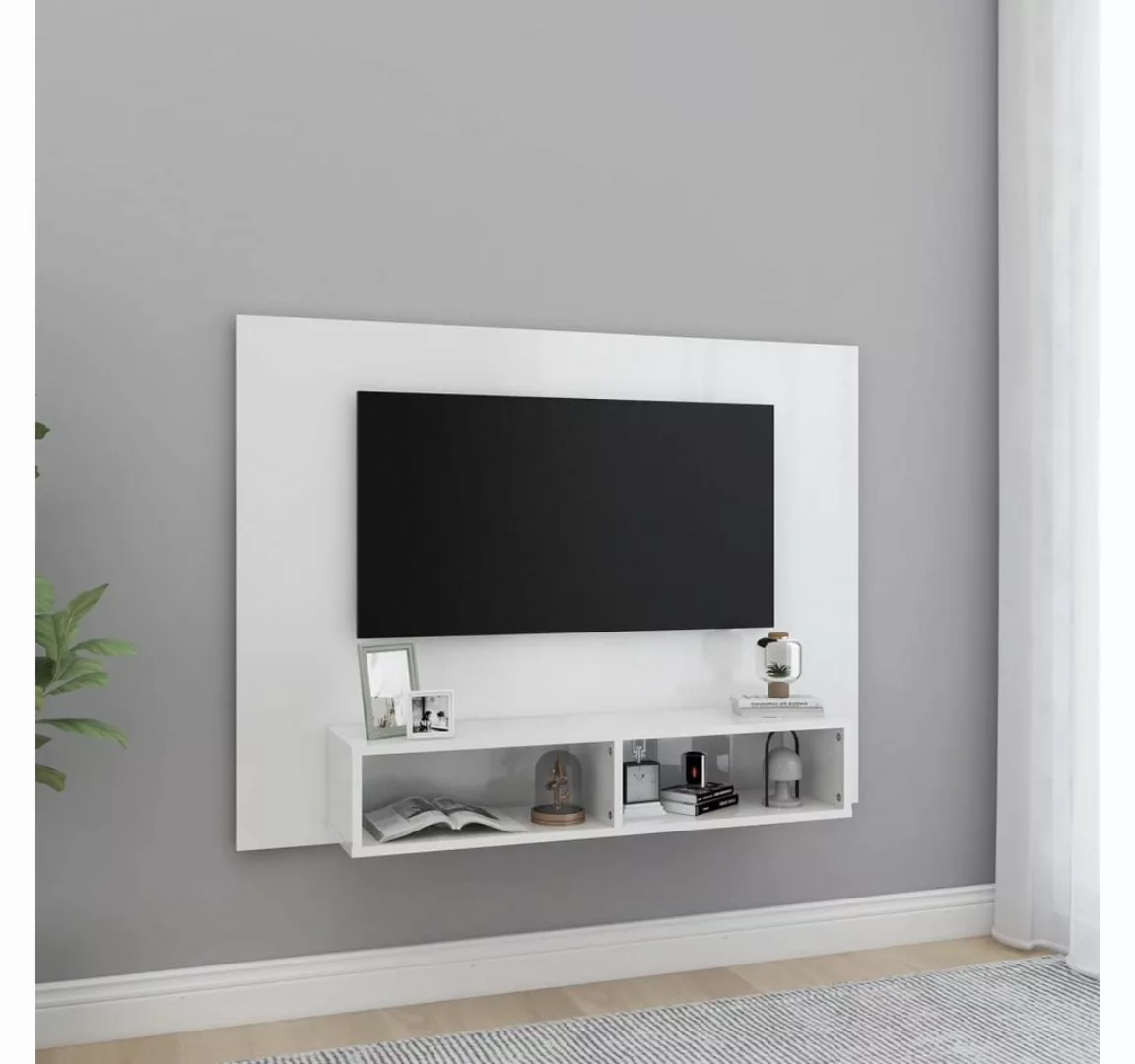 furnicato TV-Schrank TV-Wandschrank Hochglanz-Weiß 120x23,5x90 cm Holzwerks günstig online kaufen