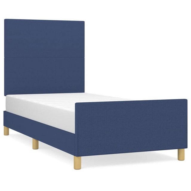 furnicato Bett Bettgestell mit Kopfteil Blau 90x200 cm Stoff günstig online kaufen