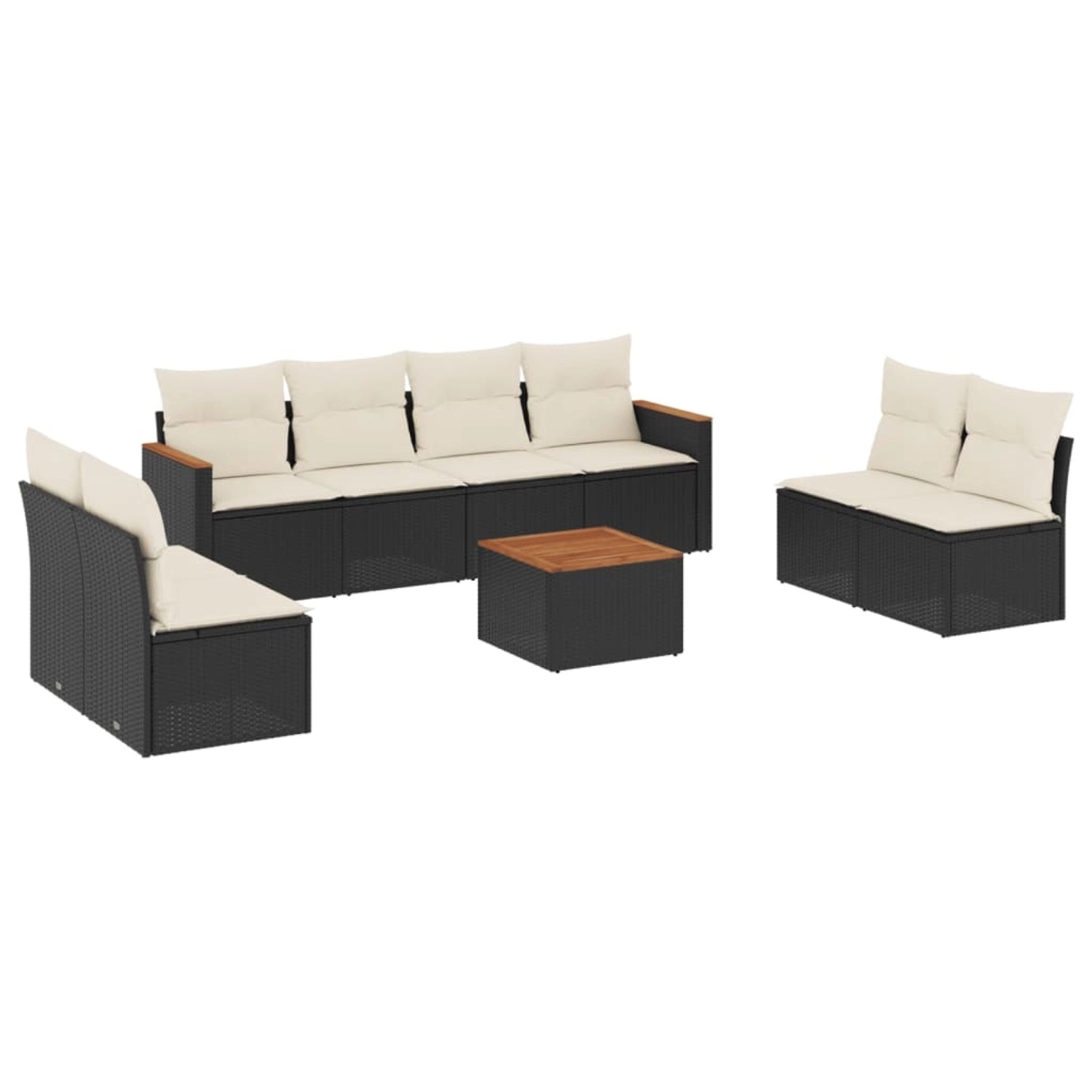 vidaXL 9-Tlg Garten-Sofagarnitur mit Kissen Schwarz Poly Rattan 3225895 günstig online kaufen