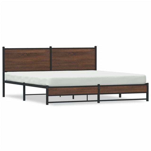 vidaXL Bett, Metallbett ohne Matratze Braun Eichen-Optik 183x213 cm günstig online kaufen