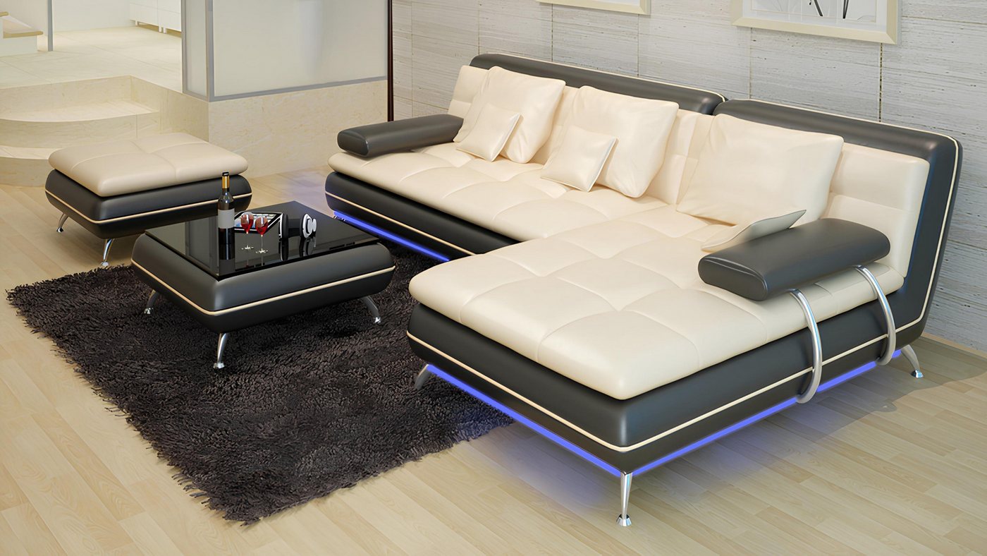 Xlmoebel Ecksofa Ledersofa mit USB-Anschluss in modernem Design, Wohnlandsc günstig online kaufen