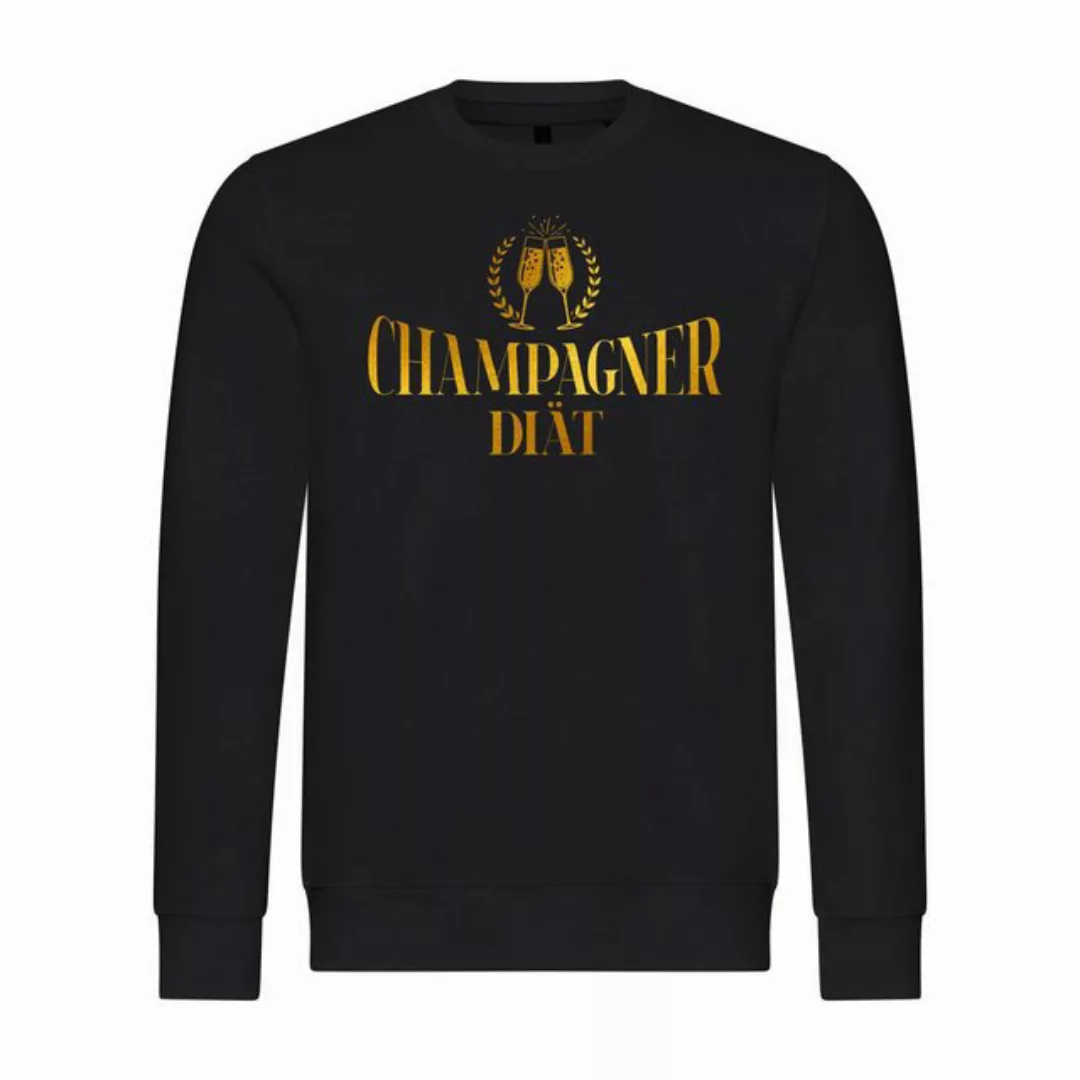 deinshirt Rundhalspullover Herren Pullover Champagner Diät Mit Print Motiv, günstig online kaufen