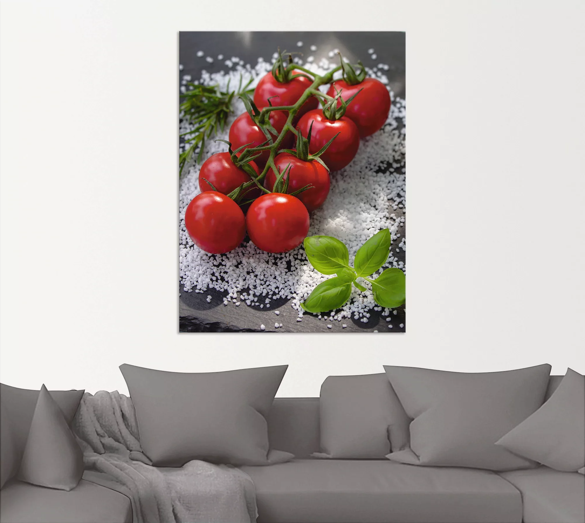 Artland Wandbild "Tomaten Rispe auf Salz", Lebensmittel, (1 St.), als Alubi günstig online kaufen