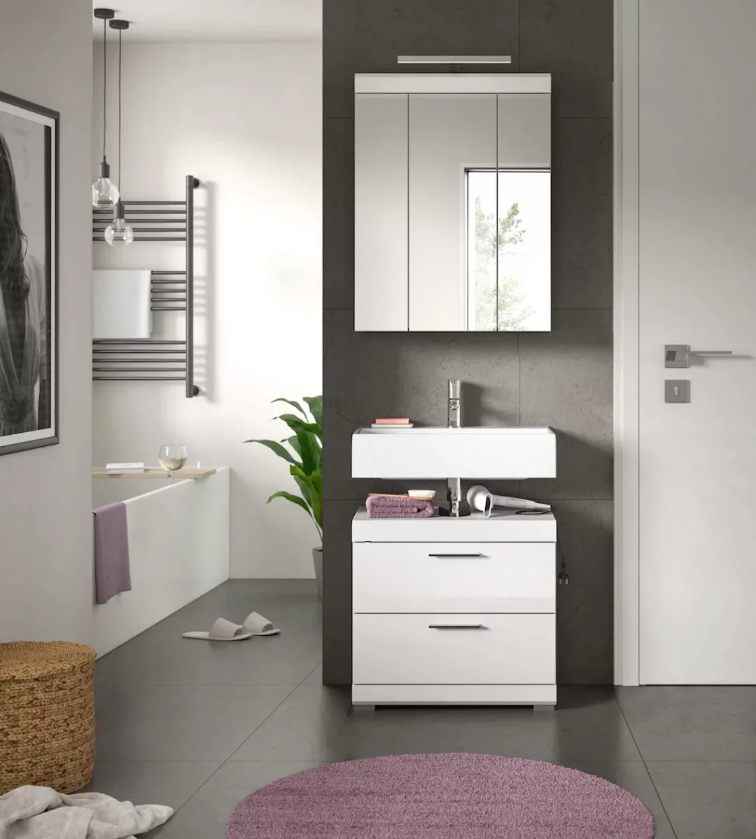 INOSIGN Badmöbel-Set »Siena, 2 teilig, inklusive LED Beleuchtung, bestehend günstig online kaufen