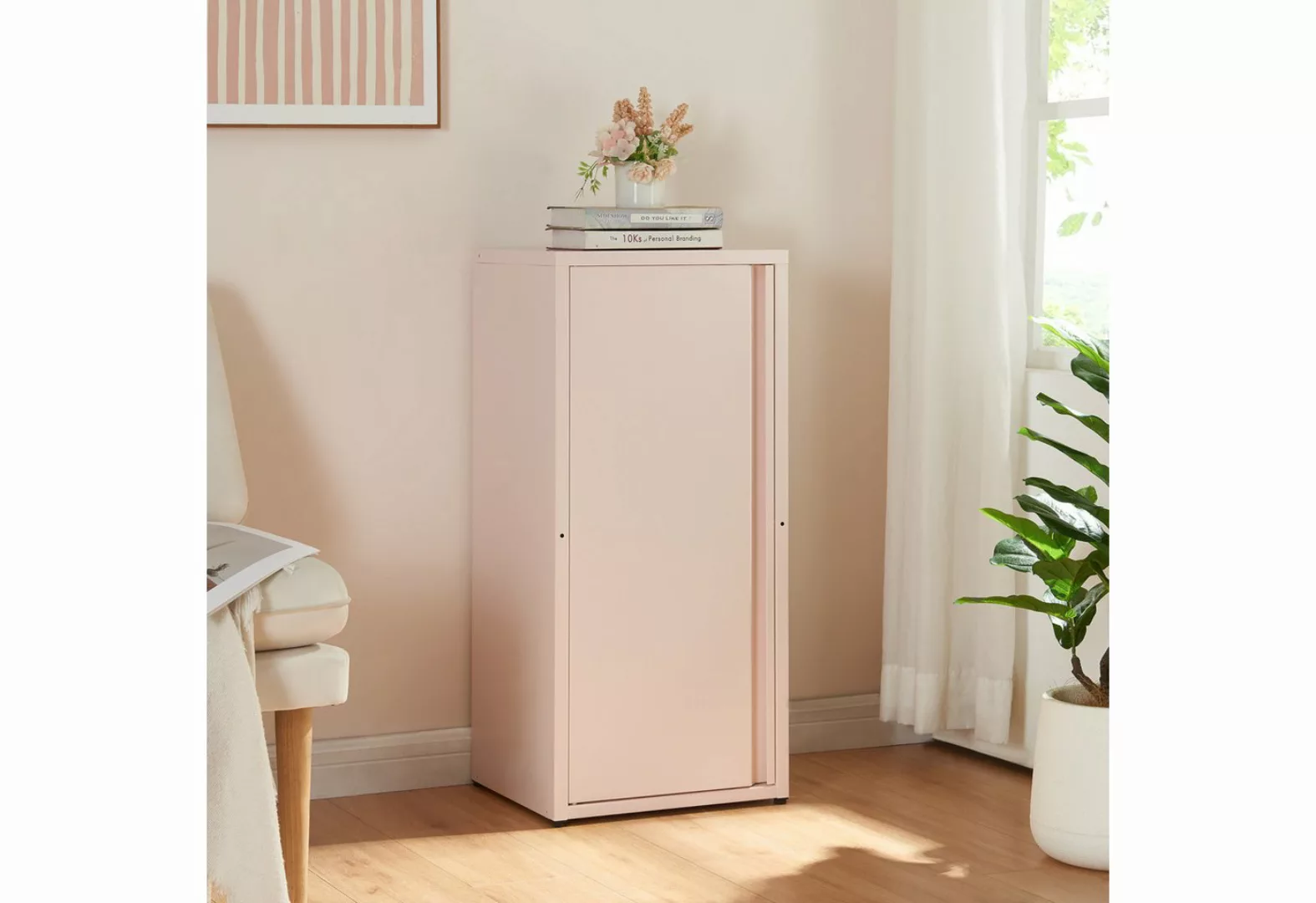 en.casa Mehrzweckschrank »Burlöv« mit 1 Tür und 2 Ablagen 88x40x35 cm Rosa günstig online kaufen