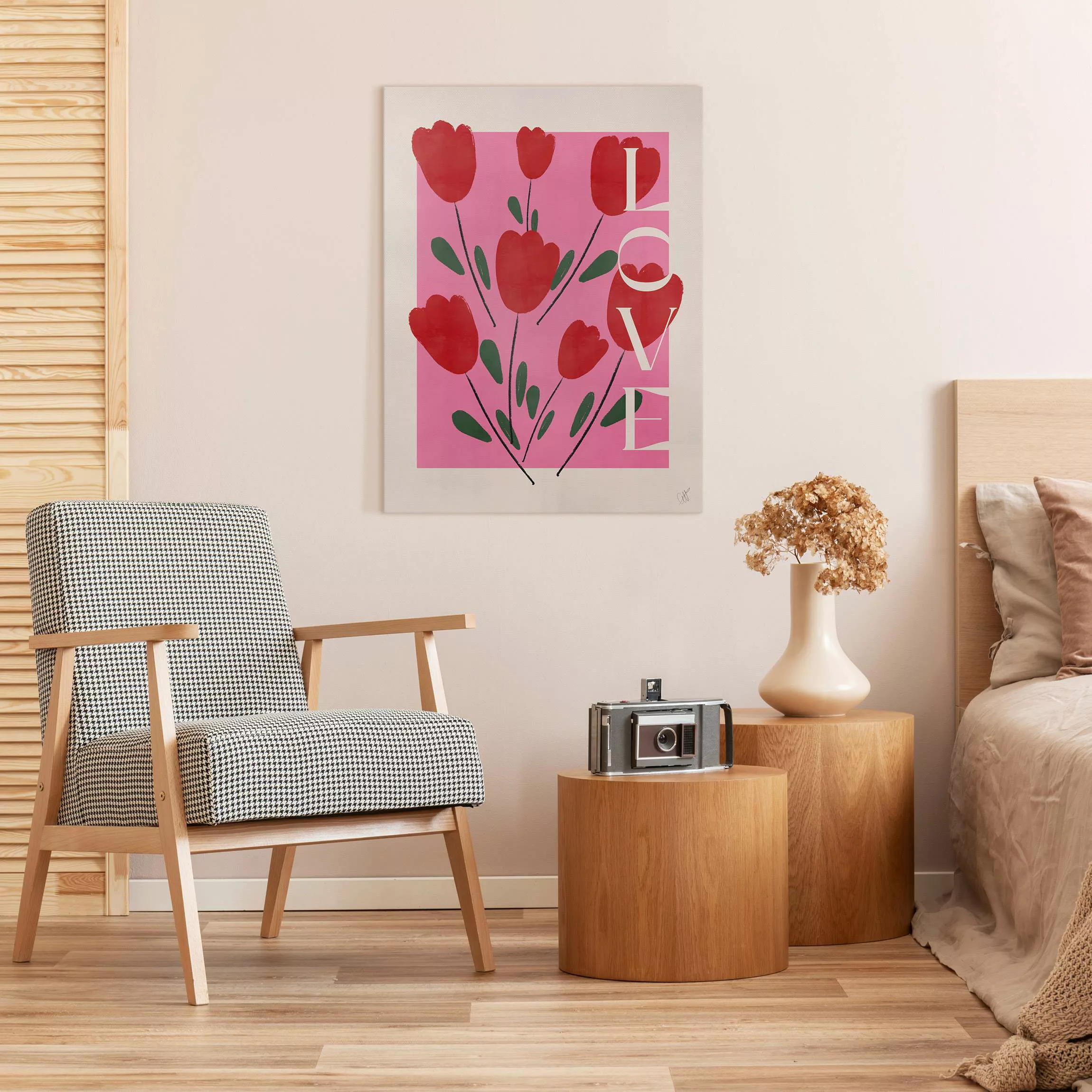 Leinwandbild Love and red tulips günstig online kaufen