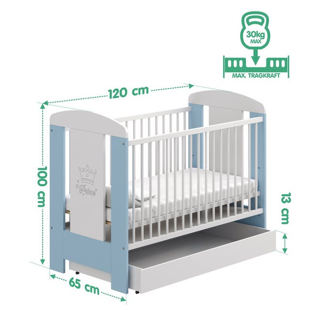 LCP Kids Kinderbett Prince 120x60 cm mit Matratze mit Bettkasten (Set, 3-tl günstig online kaufen