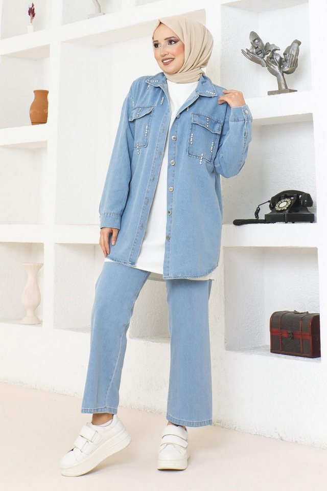 MODAMİHRAM Hosenanzug Stein Detail Denim Set günstig online kaufen