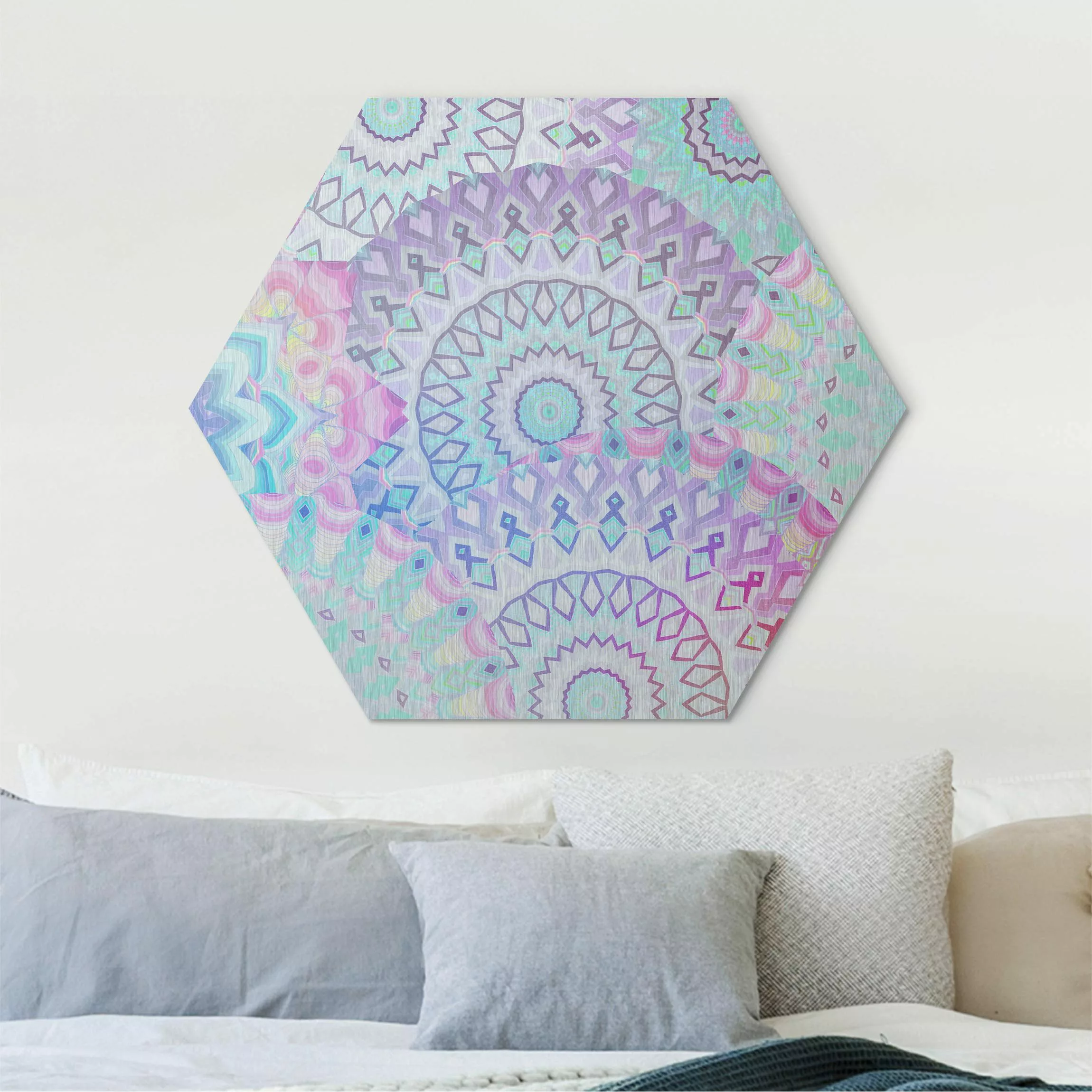 Hexagon-Alu-Dibond Bild Sommerträume Mandalas günstig online kaufen