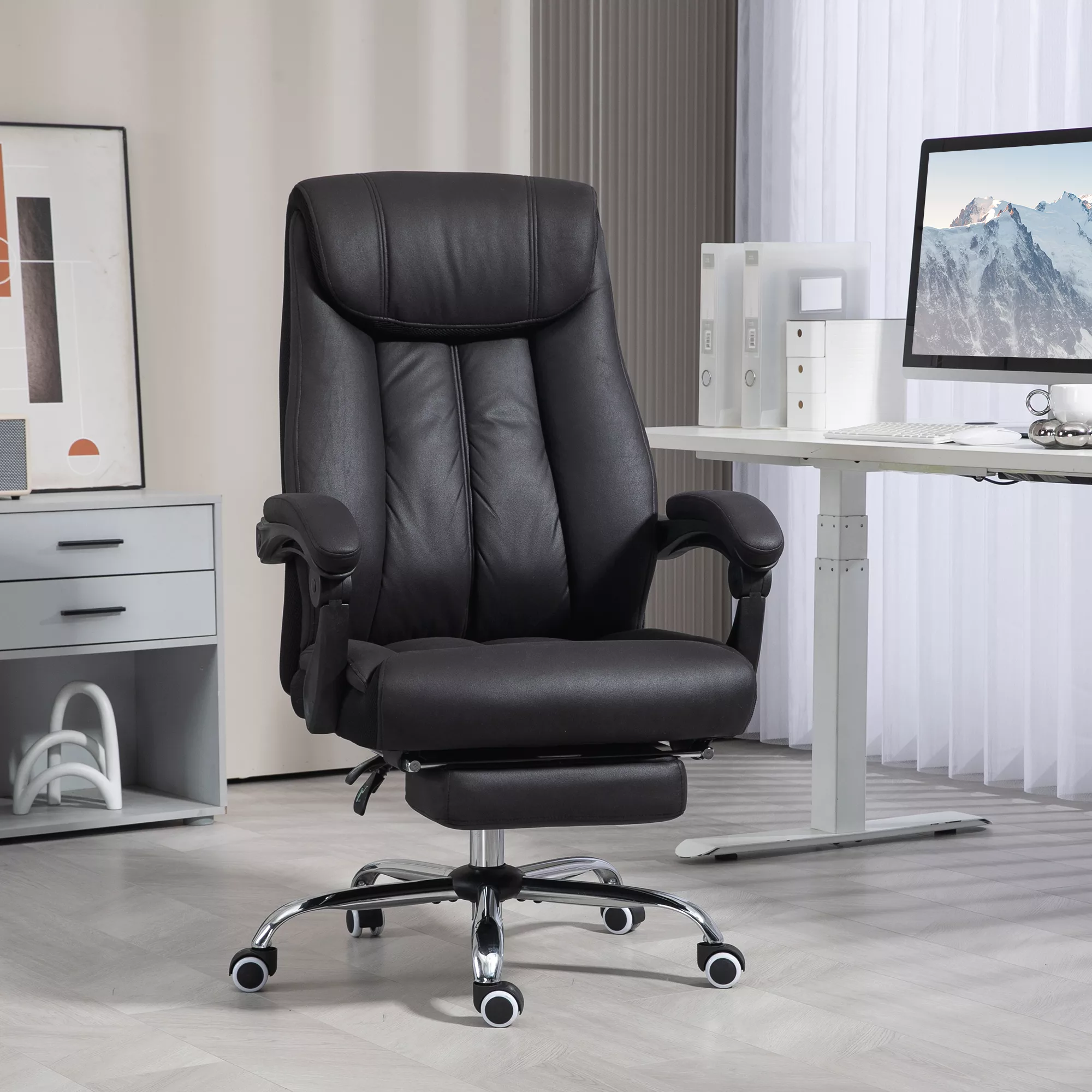 HOMCOM Bürostuhl  Chefsessel mit Fußstütze, höhenverstellbar, Mikrofasersto günstig online kaufen