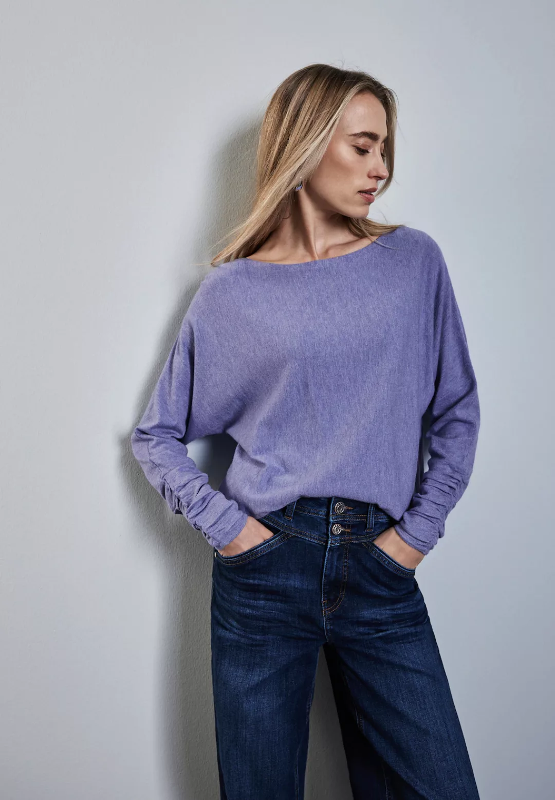 STREET ONE Strickpullover – Dolman Strickpullover mit Raffungen günstig online kaufen