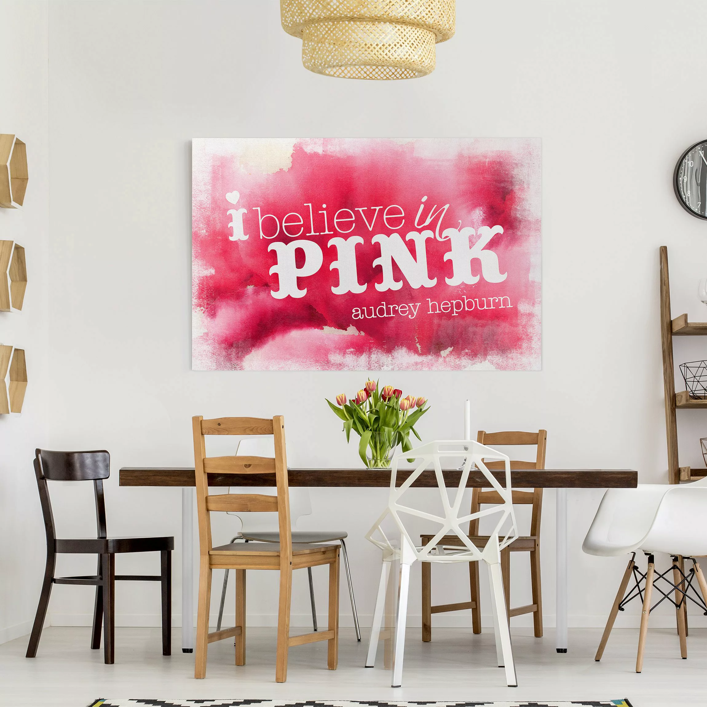 Leinwandbild Spruch - Querformat Pink II günstig online kaufen