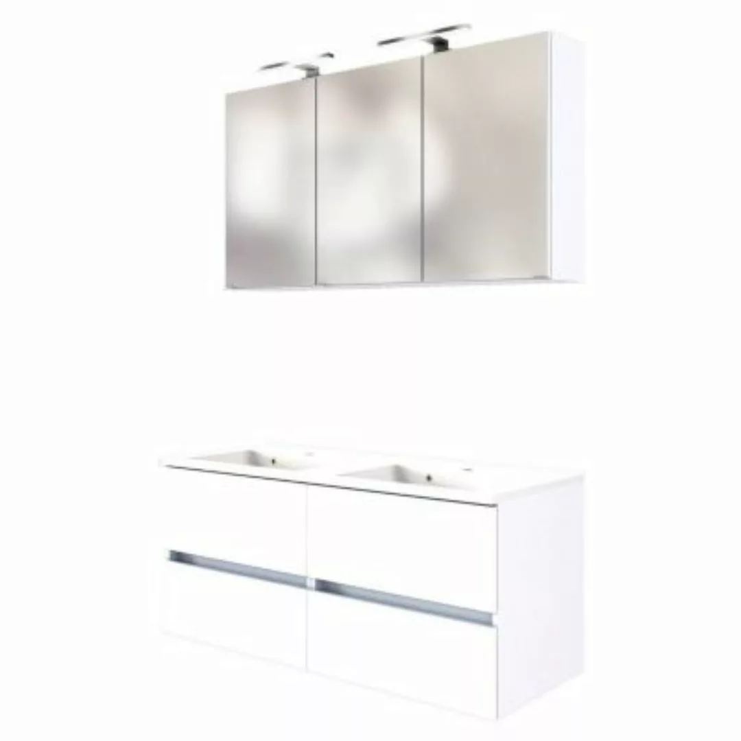 Lomadox Doppel Waschplatz-Set 120 cm, inkl LED Spiegelschrank ARLON-03 matt günstig online kaufen