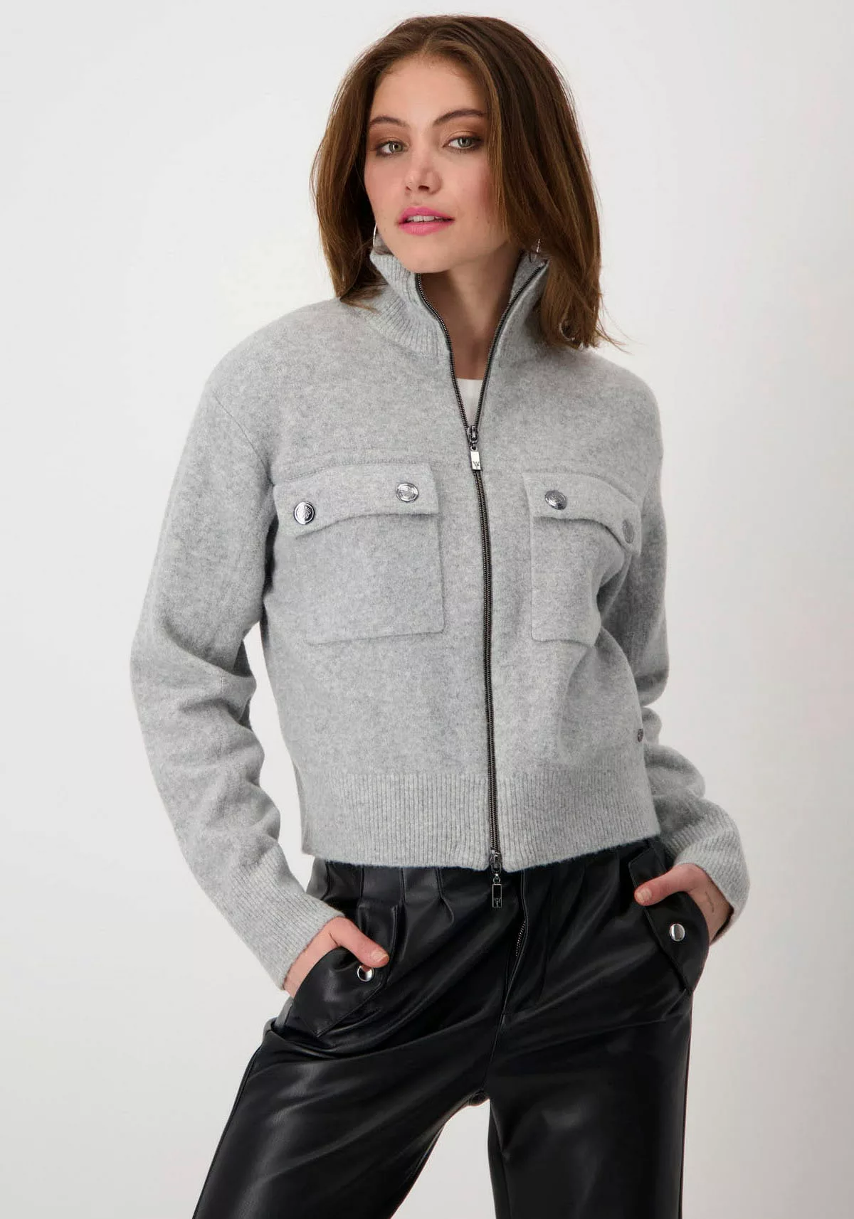 Monari 2-in-1-Strickjacke, Aufgesetzte Pattentaschen, Weiche Haptik günstig online kaufen