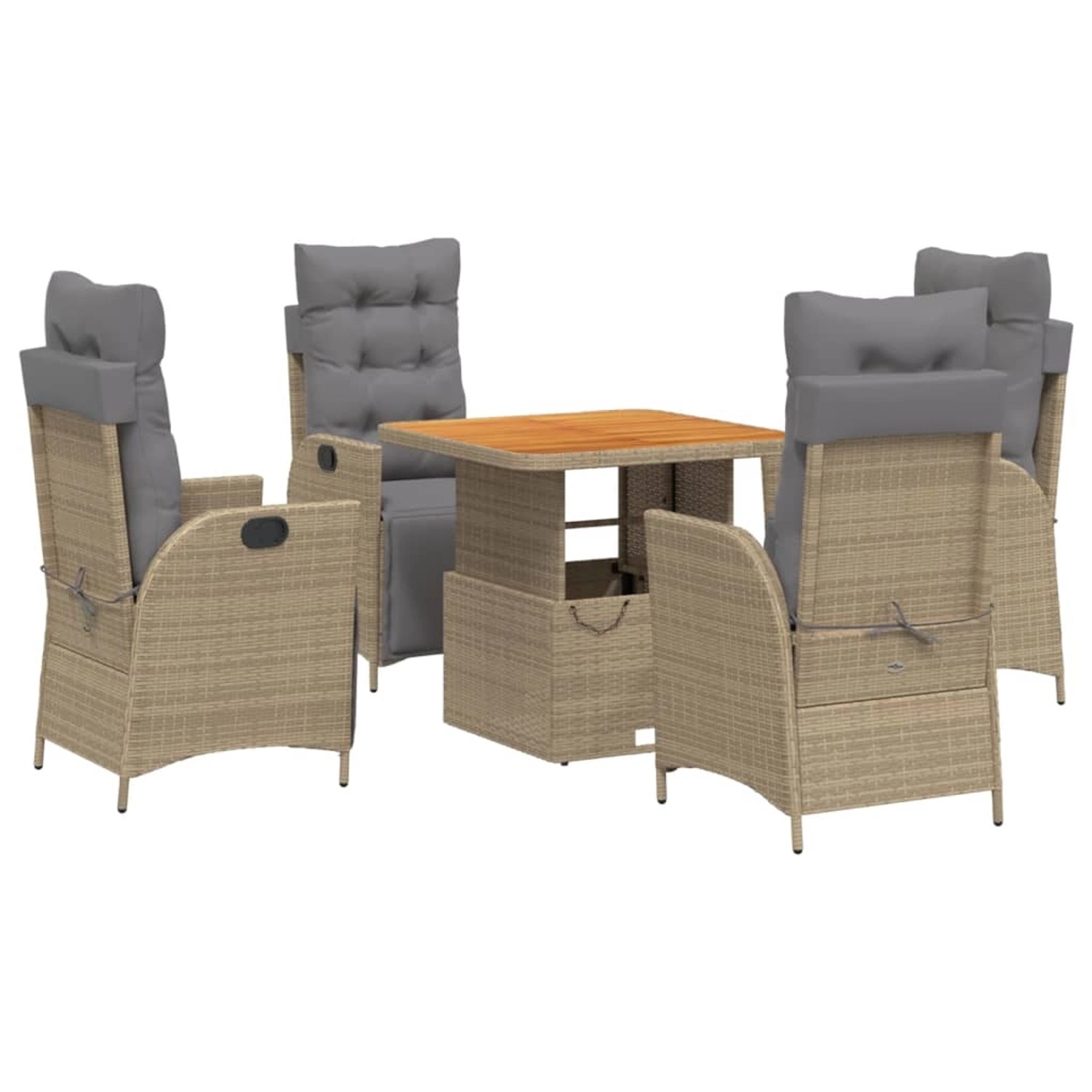 vidaXL 5-Tlg Garten-Essgruppe mit Kissen Beige Poly Rattan 3277484 günstig online kaufen