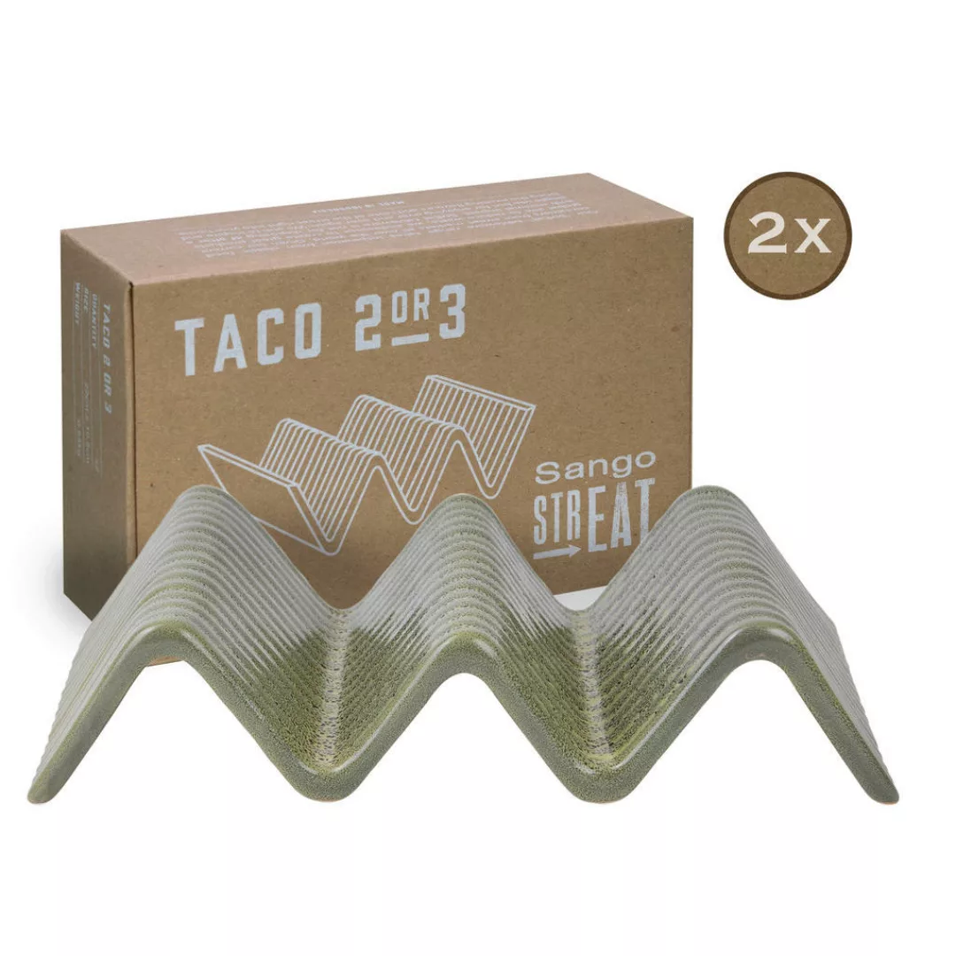 CreaTable Servierset Streat Taco Stand 2 grün Steinzeug günstig online kaufen