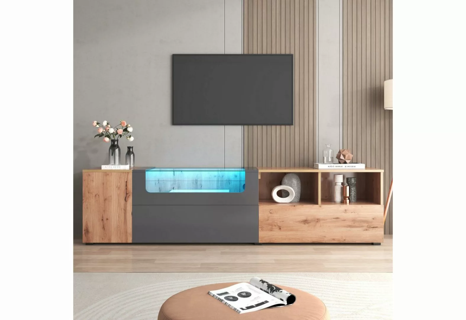 Celya TV-Schrank Lowboards, Mit farbwechselnden LED-Leuchten Glasplatte mit günstig online kaufen