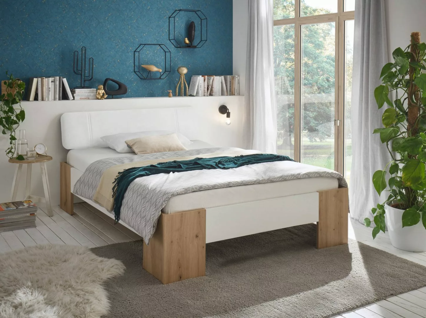Pol-Power Bett in Artisan Eiche / Weiß. Abmessungen (BxHxT) 145x81x214 cm günstig online kaufen