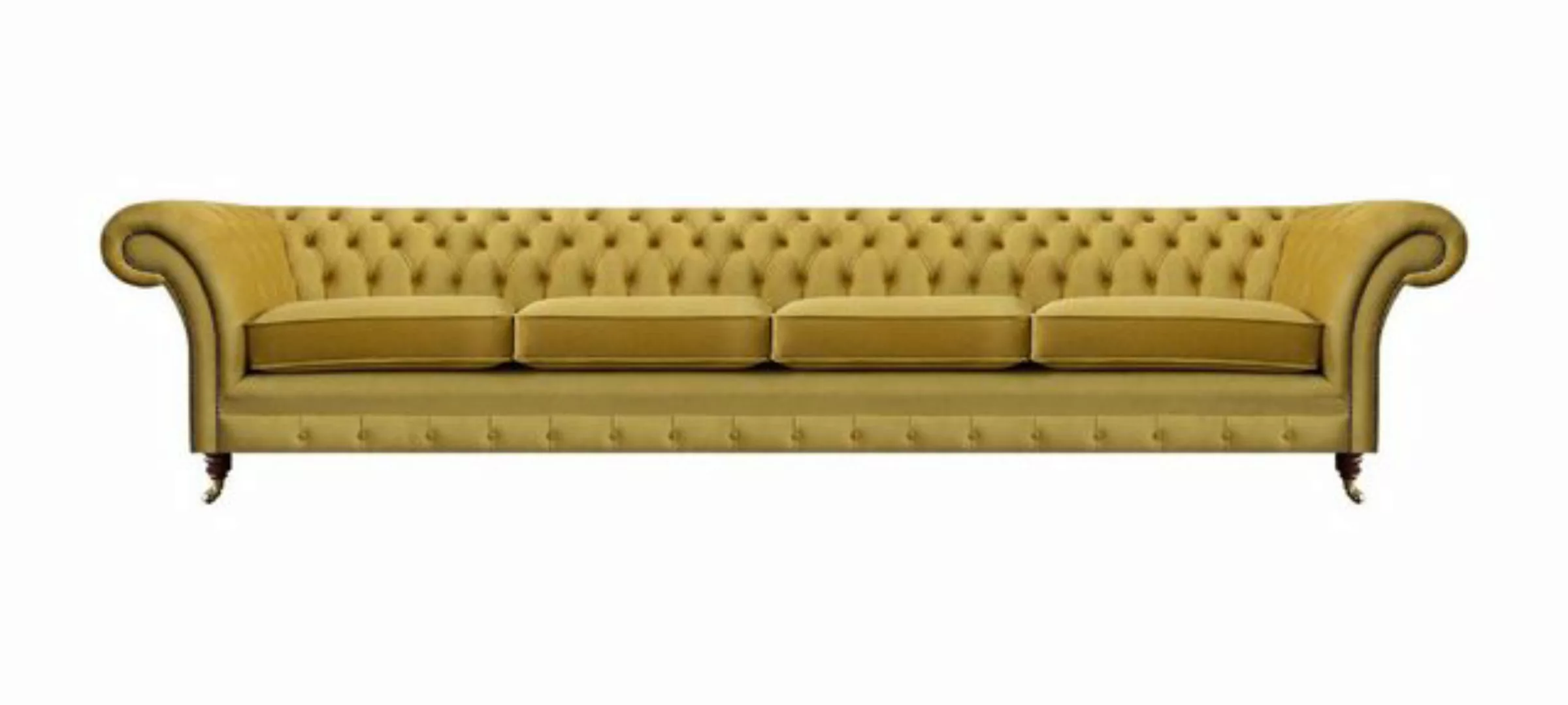 JVmoebel 4-Sitzer Luxus Gelb Sofa Viersitzer Einrichtung Chesterfield Texti günstig online kaufen