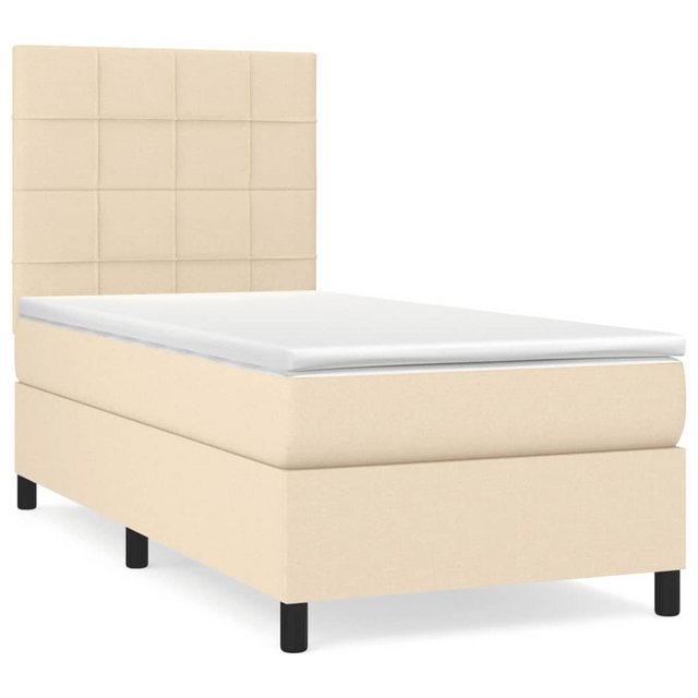 vidaXL Bettgestell Boxspringbett mit Matratze Creme 90x200 cm Stoff Bett Be günstig online kaufen