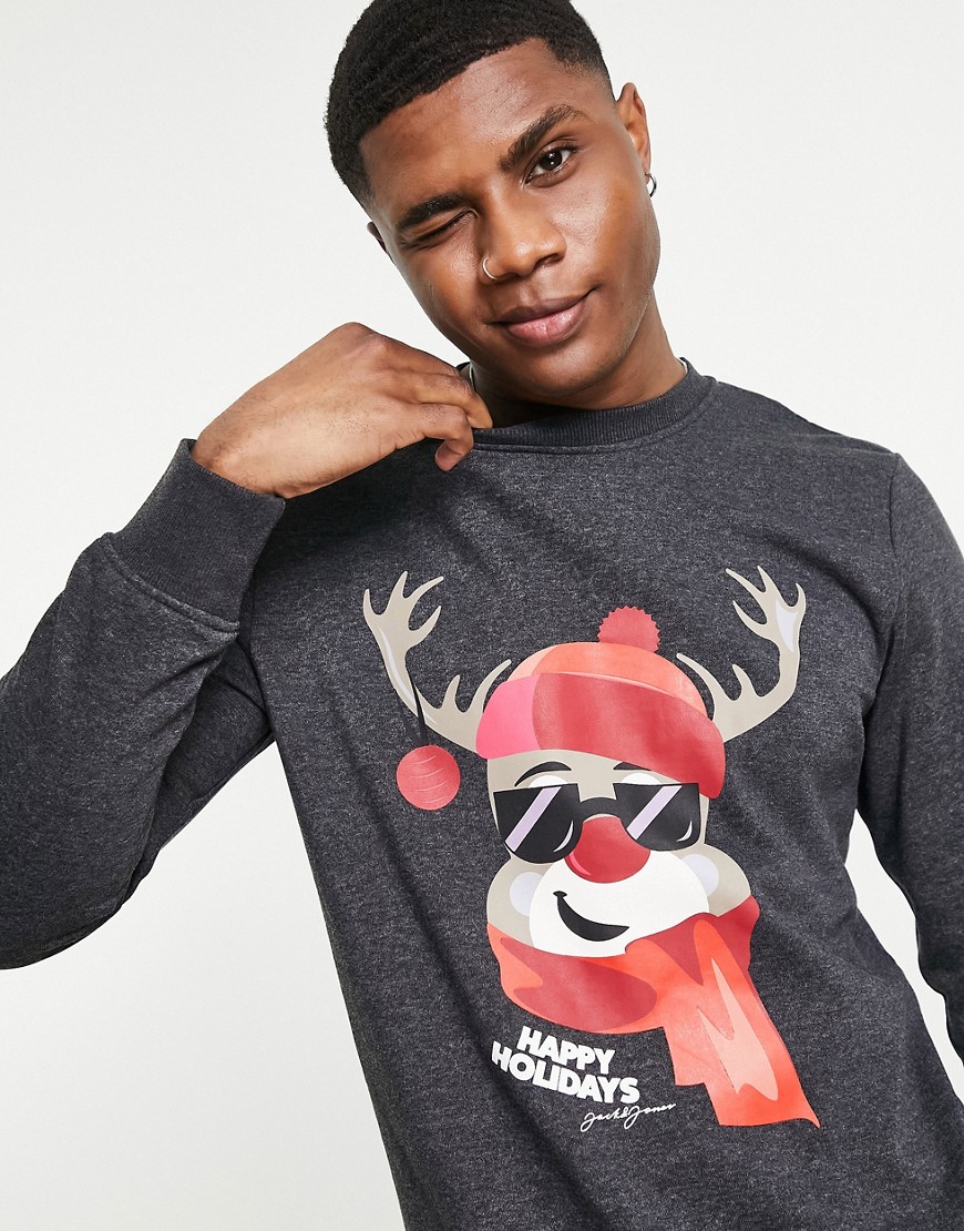 Jack & Jones Originals – Weihnachtliches Sweatshirt mit Rentier-Motiv in Sc günstig online kaufen