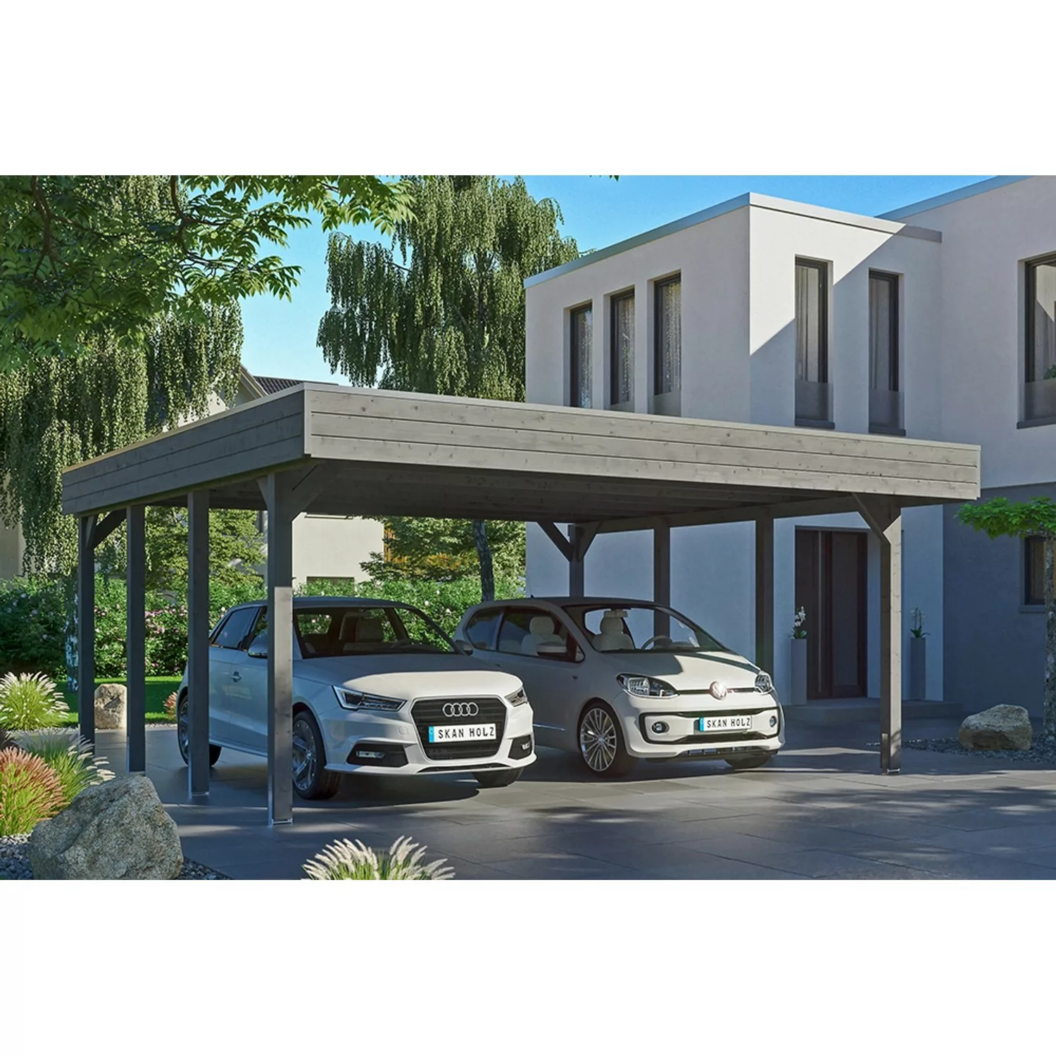 Carport Friesland Schiefergrau 557 x 555 cm mit EPDM-Dach günstig online kaufen