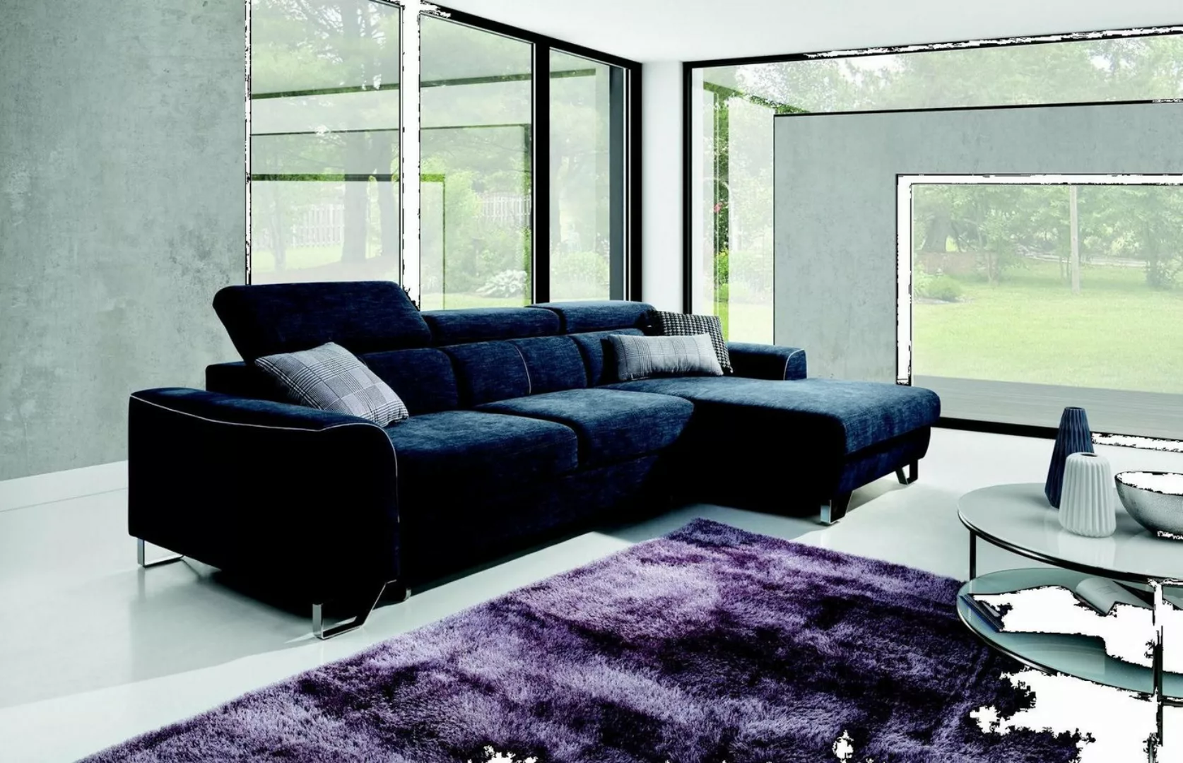 Xlmoebel Ecksofa Blauer Stoffsofa-Ecksitz mit zeitgemäßem Design und Polste günstig online kaufen