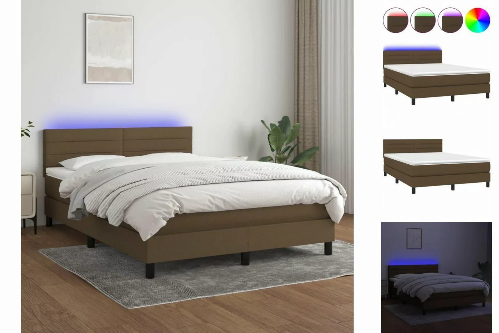 vidaXL Boxspringbett Bett Boxspringbett komplett mit Matratze & LED Stoff ( günstig online kaufen