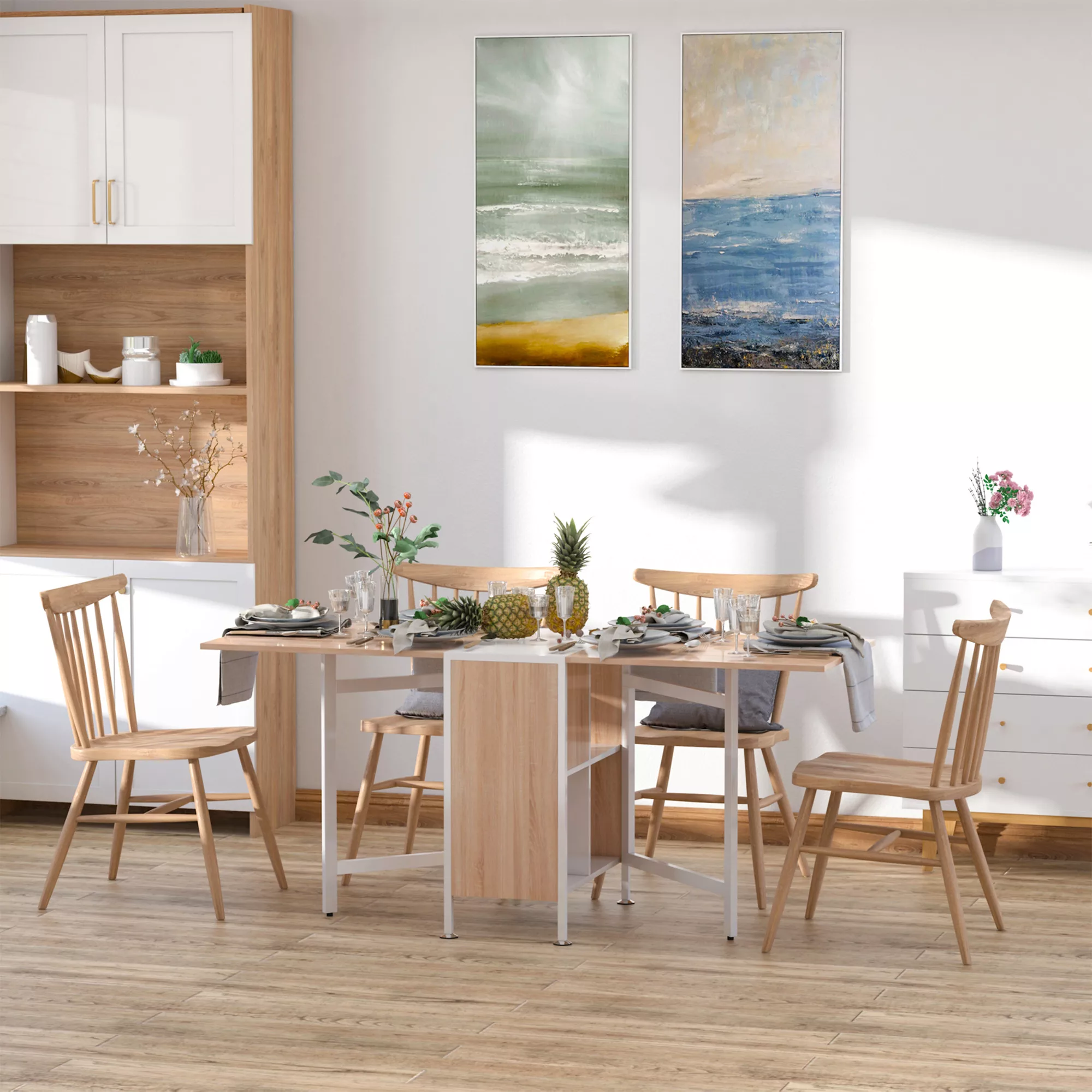 HOMCOM Klapptisch Esstisch Beistelltische Ablagefläche für Wohnzimmer Küche günstig online kaufen