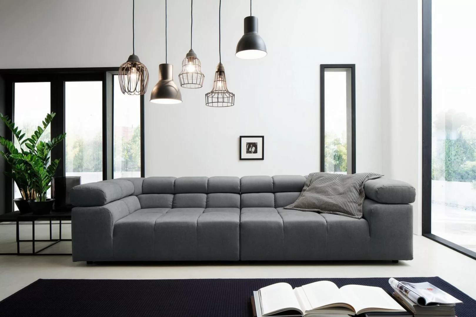 INOSIGN Big-Sofa Ancona B/T/H: 290/110/70 cm, auffällige Steppung, inkl. 2 günstig online kaufen