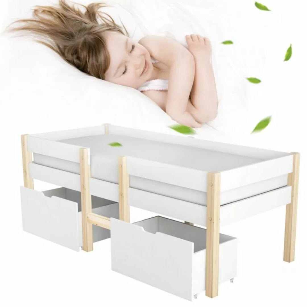 Refined Living Kinderbett Massives Kiefernholzbett Hochbett Bett Weißes Hoc günstig online kaufen