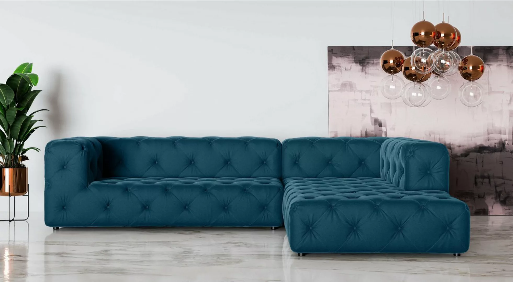 Places of Style Ecksofa FOLLINA, L-Form, mit klassischer Chesterfield-Knopf günstig online kaufen