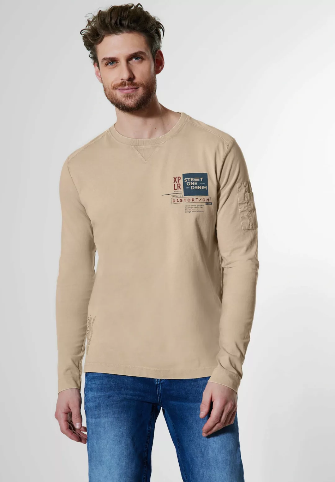 STREET ONE MEN Langarmshirt, aus reiner Baumwolle günstig online kaufen