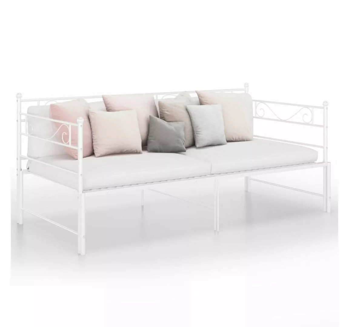 furnicato Bett Tagesbett Ausziehbar Weiß Metall 90x200 cm günstig online kaufen