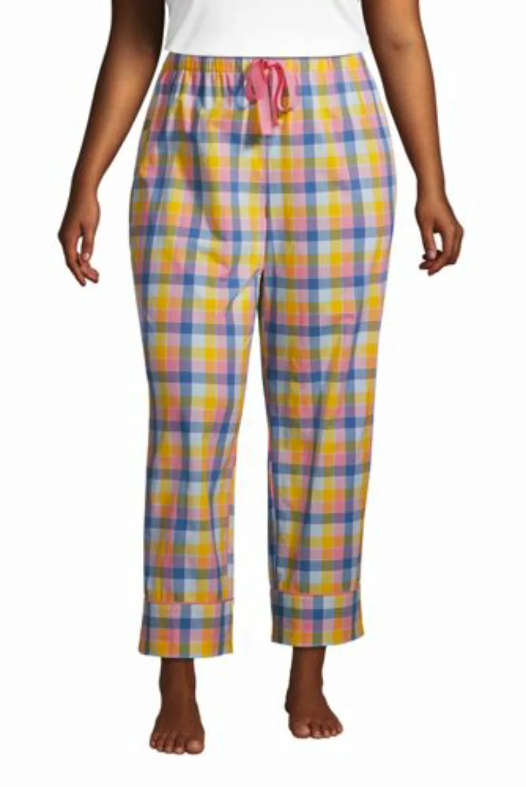Popelin-Pyjamahose in 7/8-Länge in großen Größen, Damen, Größe: 52-54 Plusg günstig online kaufen
