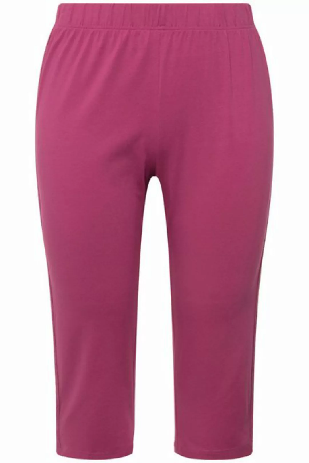 Ulla Popken Lederimitathose Capri-Leggings seitliches Spitzenband Biobaumwo günstig online kaufen