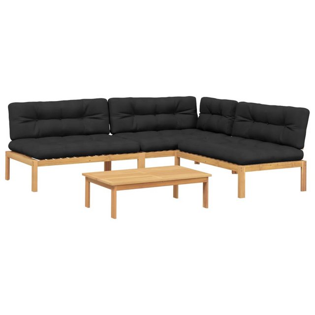 vidaXL Loungesofa 4-tlg. Garten-Sofagarnitur aus Paletten mit Kissen nholz, günstig online kaufen