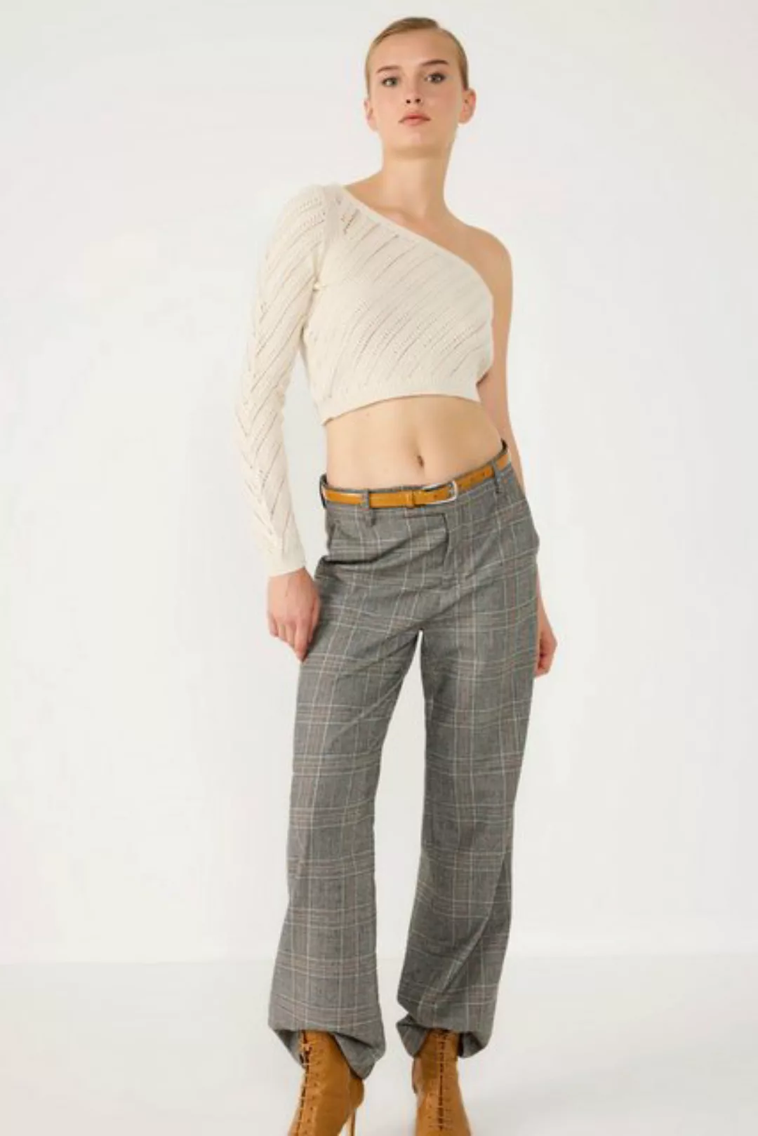 No Matter What Crop-Top Glänzendes Einärmeliges Asymmetrisches Crop Top günstig online kaufen