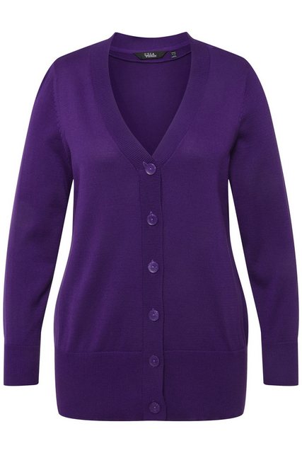 Ulla Popken Strickjacke Strickjacke V-Ausschnitt Knopfleiste Feinstrick günstig online kaufen