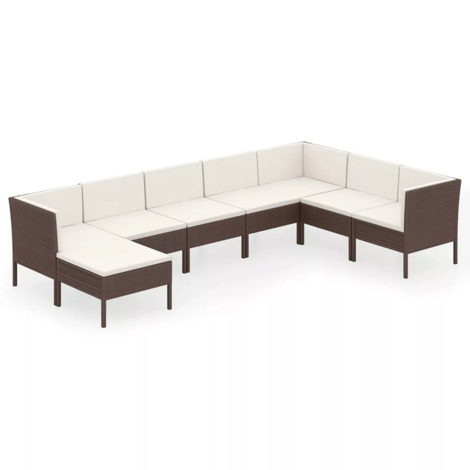 8-tlg. Garten-lounge-set Mit Auflagen Poly Rattan Braun günstig online kaufen