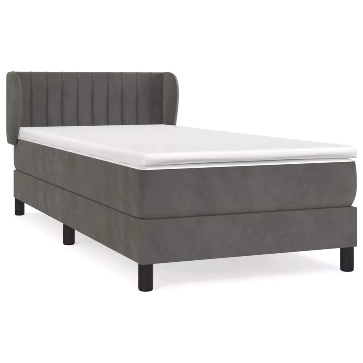 vidaXL Boxspringbett mit Matratze Dunkelgrau 90x200 cm Samt1372383 günstig online kaufen