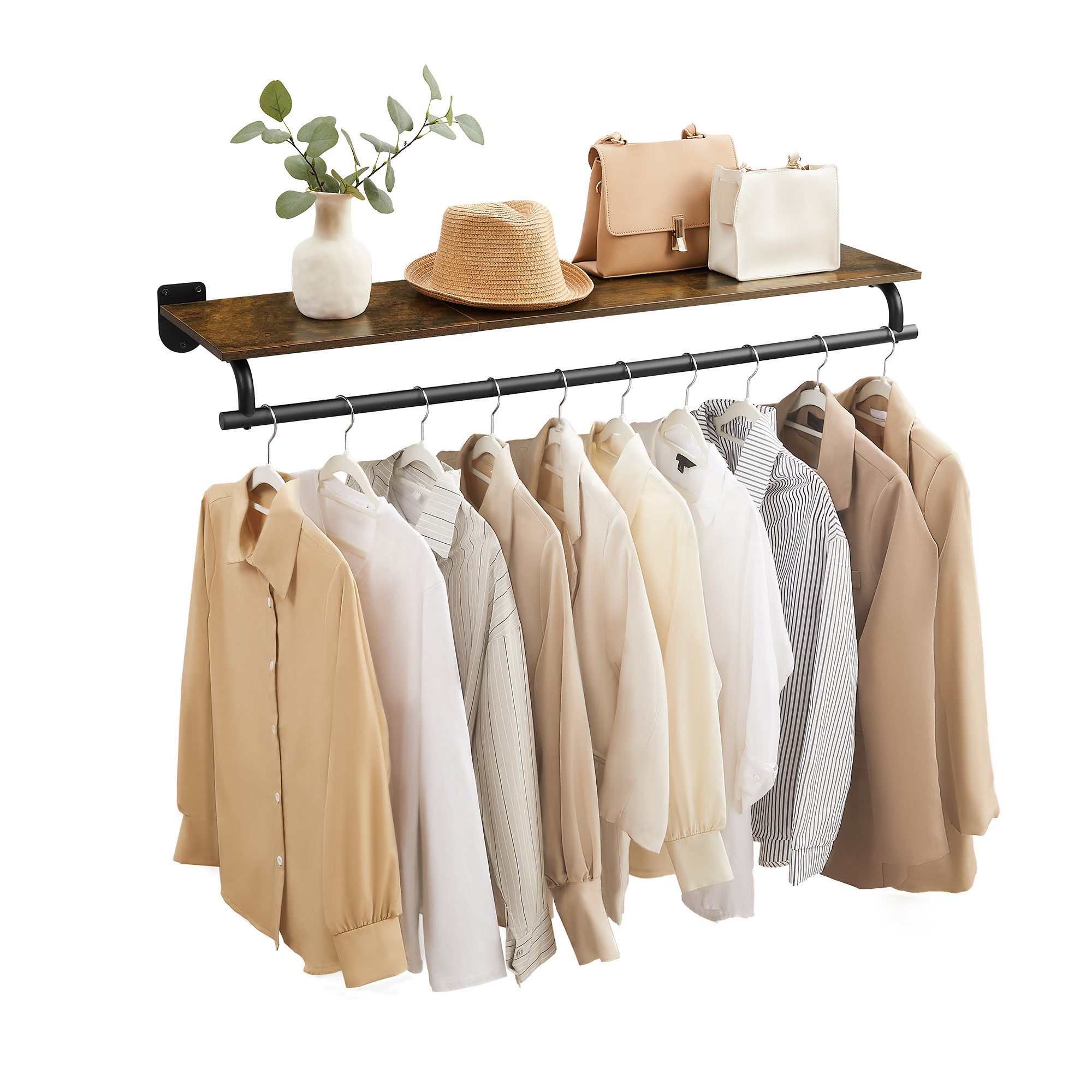 SONGMICS Wandgarderobe, Garderobe, Wandregal mit Kleiderstange, günstig online kaufen