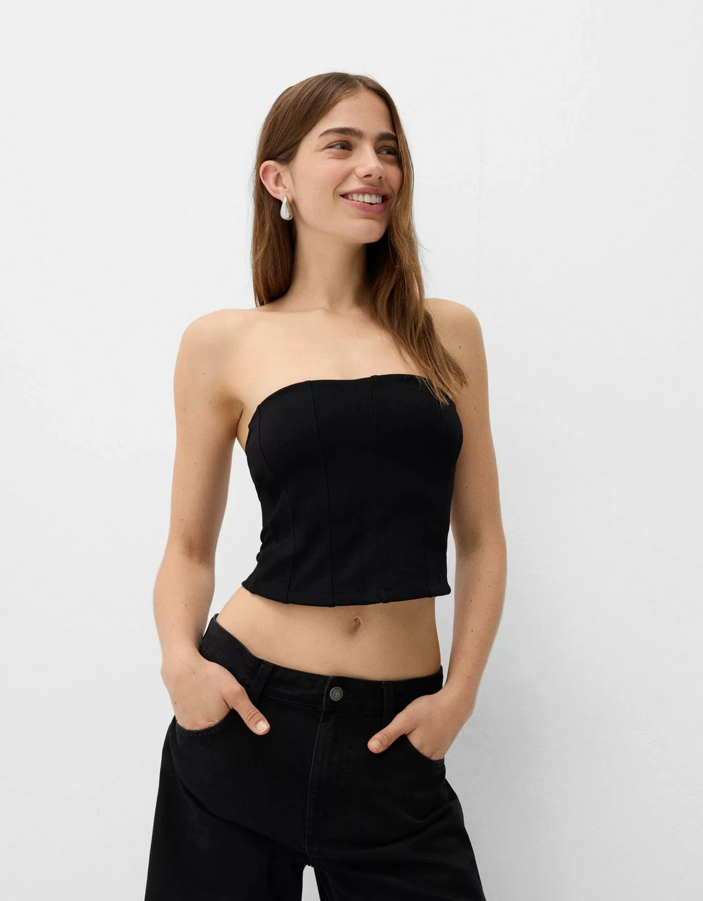 Bershka Bandeau-Top Damen Xs Schwarz günstig online kaufen