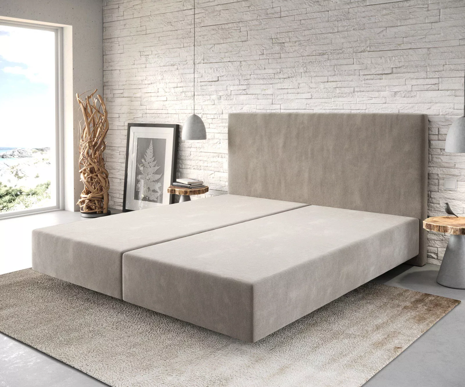 Boxspringgestell Dream-Well 180x200 cm Mikrofaser Beige günstig online kaufen