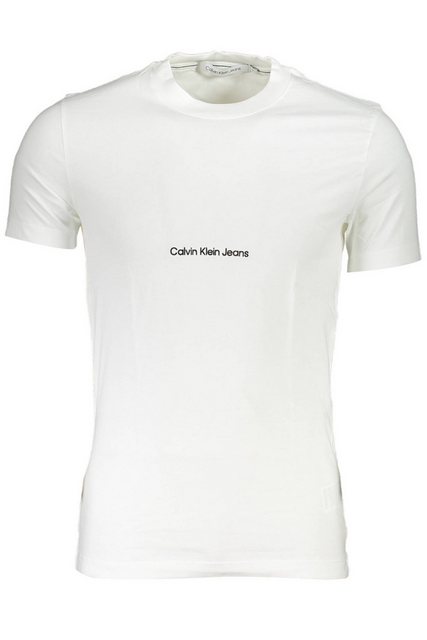 Calvin Klein Jeans T-Shirt Weißes Herren Kurzarmhemd mit Stickerei und Logo günstig online kaufen