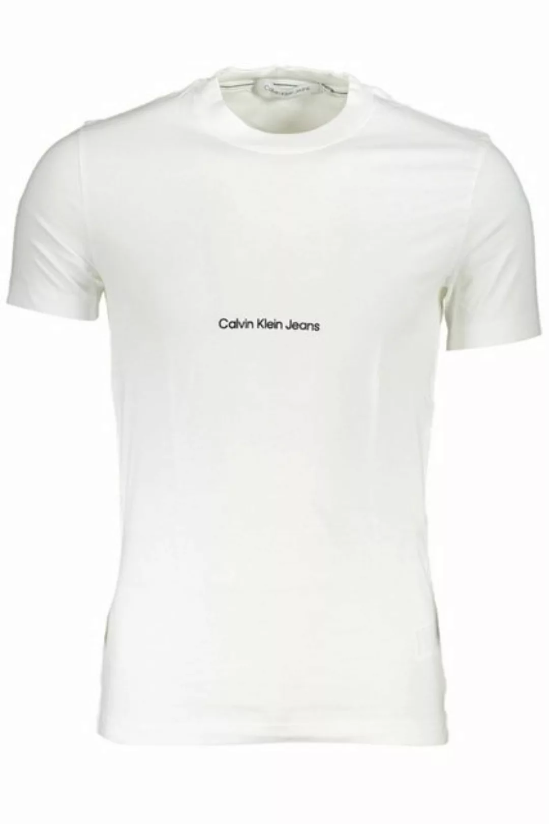 Calvin Klein Jeans T-Shirt Weißes Herren Kurzarmhemd mit Stickerei und Logo günstig online kaufen